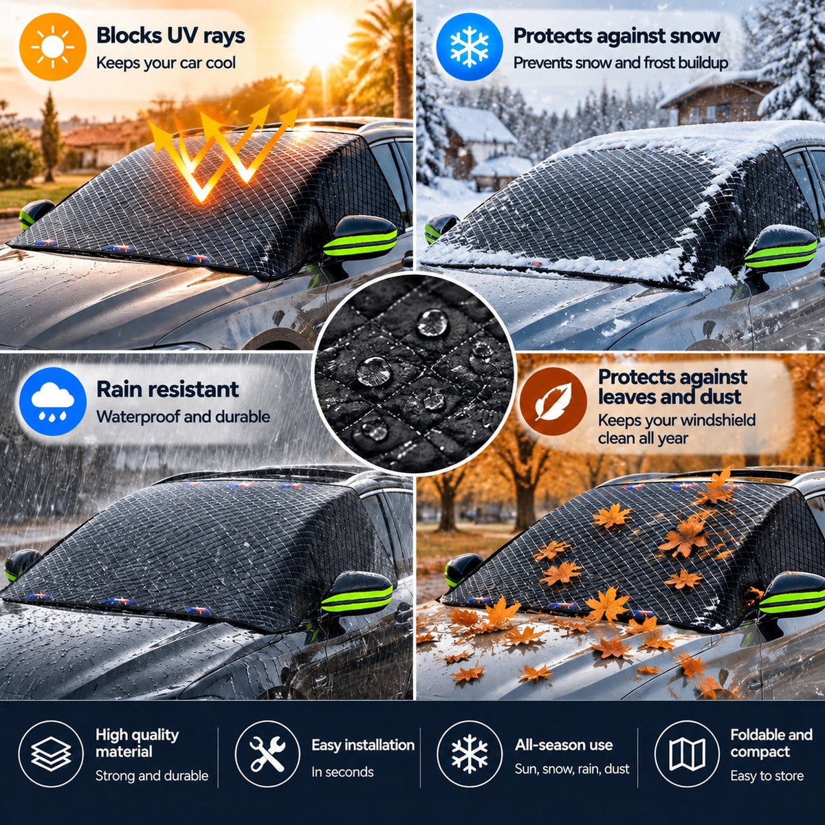 Toastloft magnetic windshield frost cover 5
